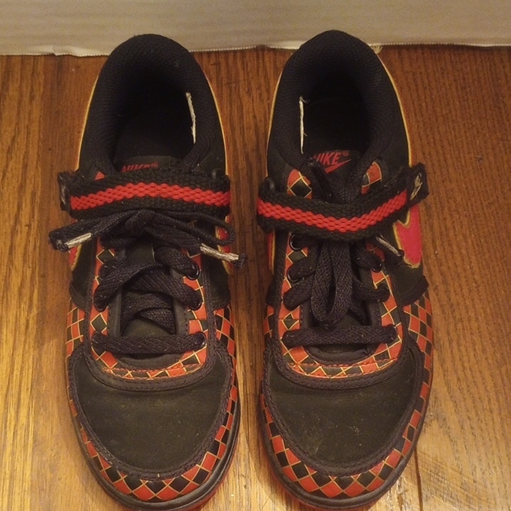 Nike Kids Black and Red Checkered Sneakers